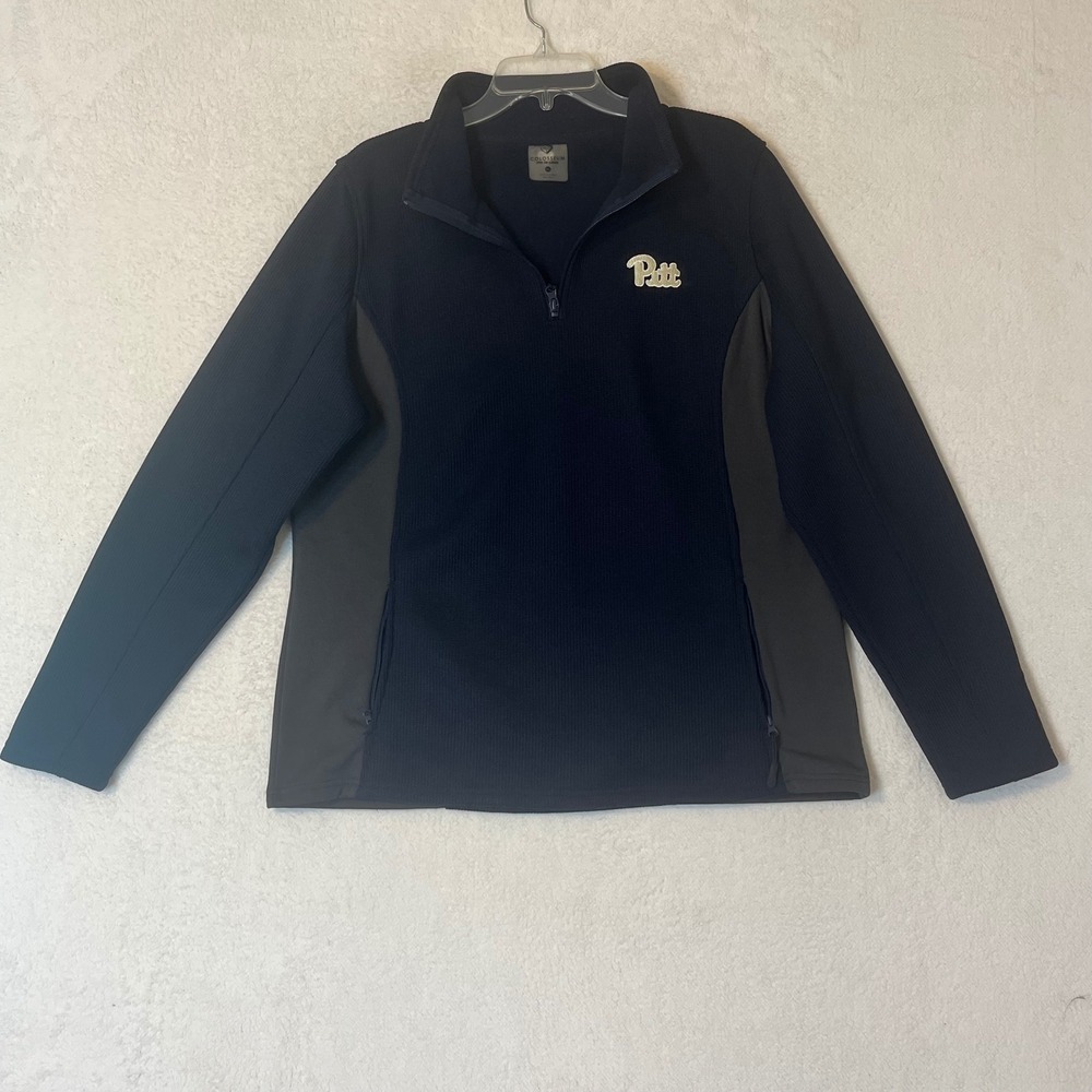 Colosseum Pitt Panthers Quarter Zip Pullover Navy Blue Grey Mens XXL AD78